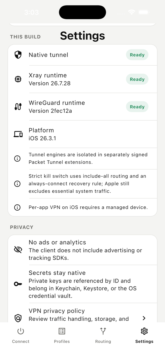 XrayAegis privacy controls screen